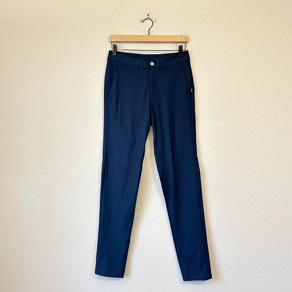 LULULEMON Commission Pants Navy Blue Slim Chino Performance Trousers